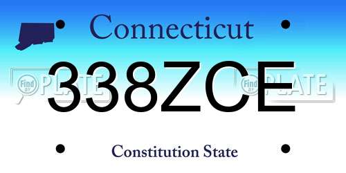 338ZCE Connecticut License Plate