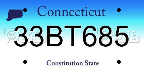 33BT685 Connecticut License Plate
