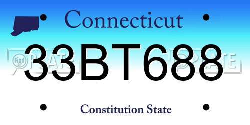 33BT688 Connecticut License Plate