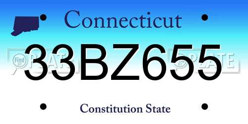 33BZ655 Connecticut License Plate