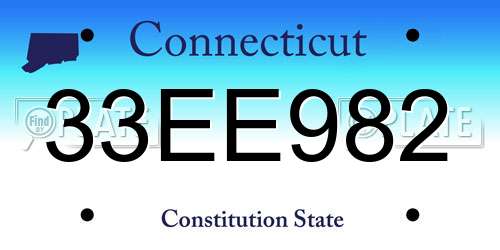 33EE982 Connecticut License Plate