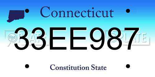 33EE987 Connecticut License Plate