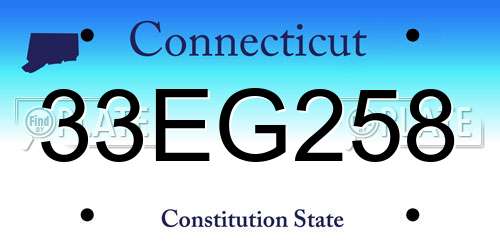 33EG258 Connecticut License Plate