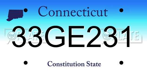 33GE231 Connecticut License Plate