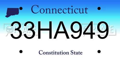 33HA949 Connecticut License Plate