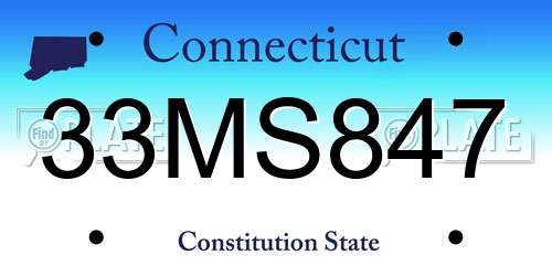 33MS847 Connecticut License Plate