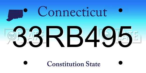 33RB495 Connecticut License Plate