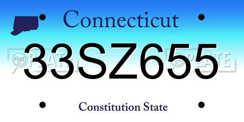 33SZ655 Connecticut License Plate