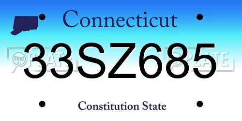 33SZ685 Connecticut License Plate
