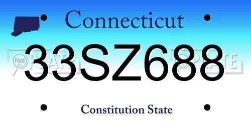 33SZ688 Connecticut License Plate