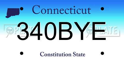 340BYE Connecticut License Plate