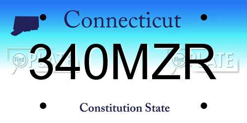 340MZR Connecticut License Plate