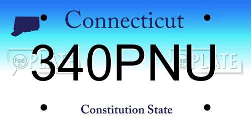 340PNU Connecticut License Plate