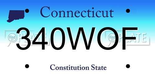 340WOF Connecticut License Plate