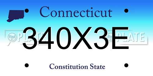 340X3E Connecticut License Plate