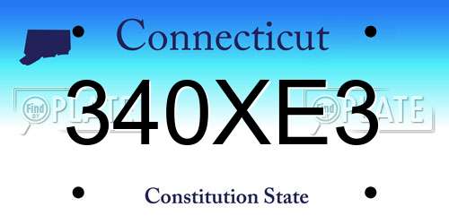 340XE3 Connecticut License Plate