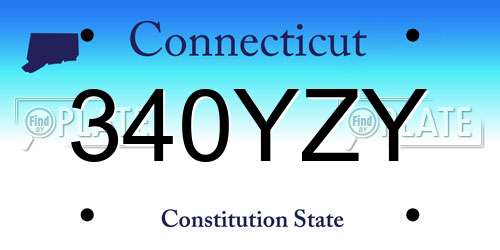 340YZY Connecticut License Plate