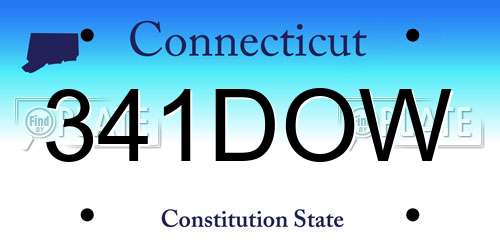 341DOW Connecticut License Plate