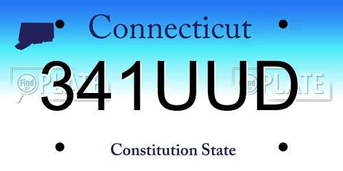 341UUD Connecticut License Plate