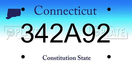 342A92 Connecticut License Plate