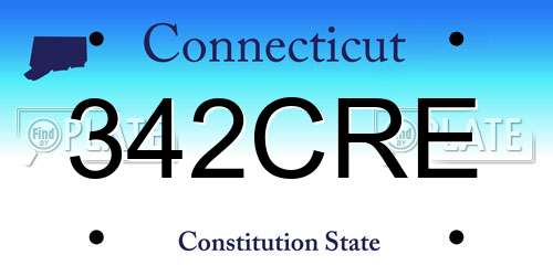 342CRE Connecticut License Plate