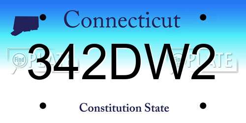 342DW2 Connecticut License Plate