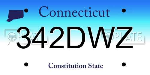 342DWZ Connecticut License Plate
