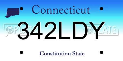342LDY Connecticut License Plate