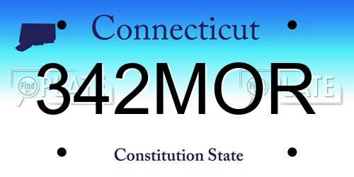 342MOR Connecticut License Plate