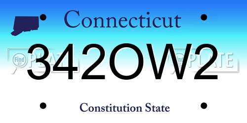 342OW2 Connecticut License Plate