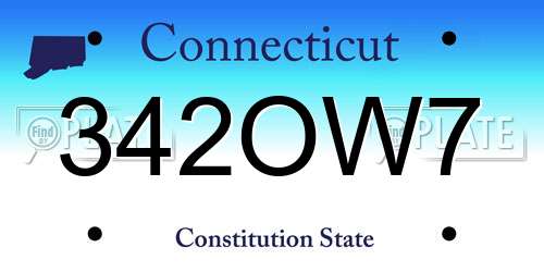 342OW7 Connecticut License Plate