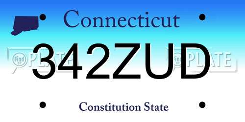 342ZUD Connecticut License Plate