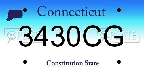 3430CG Connecticut License Plate