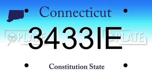 3433IE Connecticut License Plate