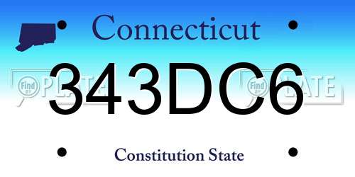 343DC6 Connecticut License Plate