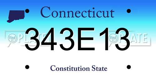 343E13 Connecticut License Plate
