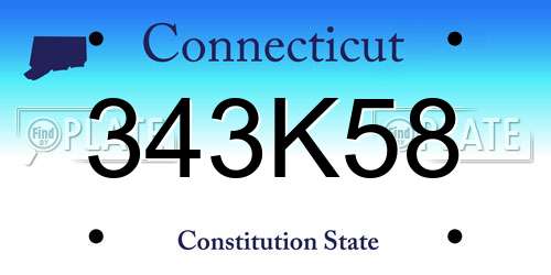 343K58 Connecticut License Plate