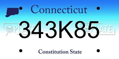 343K85 Connecticut License Plate