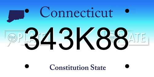 343K88 Connecticut License Plate