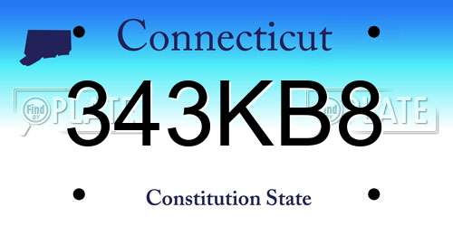 343KB8 Connecticut License Plate