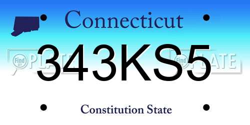 343KS5 Connecticut License Plate