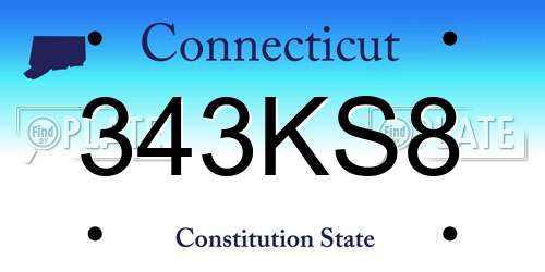 343KS8 Connecticut License Plate