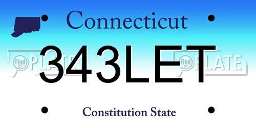 343LET Connecticut License Plate