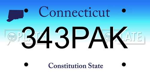 343PAK Connecticut License Plate