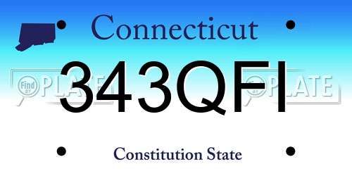 343QFI Connecticut License Plate
