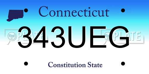 343UEG Connecticut License Plate