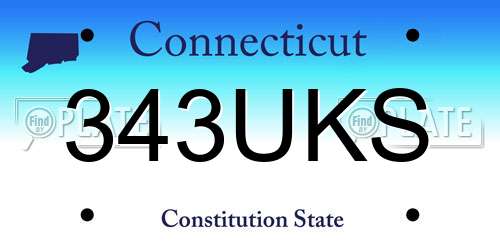 343UKS Connecticut License Plate