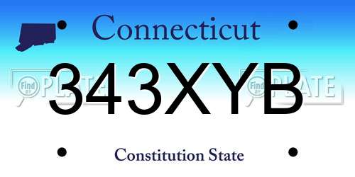 343XYB Connecticut License Plate