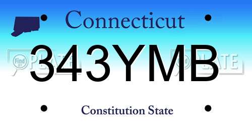 343YMB Connecticut License Plate