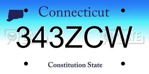 343ZCW Connecticut License Plate